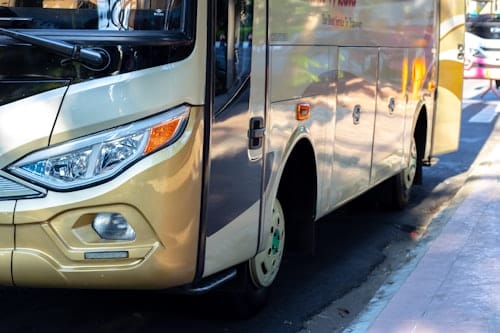 Public transit bus in a city street